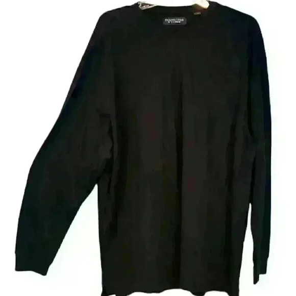 ROUNDTREE & YORKE Mens BLACK Sweater Shirt Lightweight STRETCH Ribbed size Lg - Picture 1 of 4